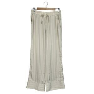 Abercrombie & Fitch Satin PInstripe Pajama Pants Champagne Medium EUC